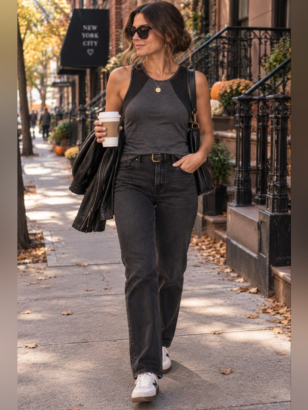 Johnston & Murphy Women’s Gray & Black Tee / Blouse